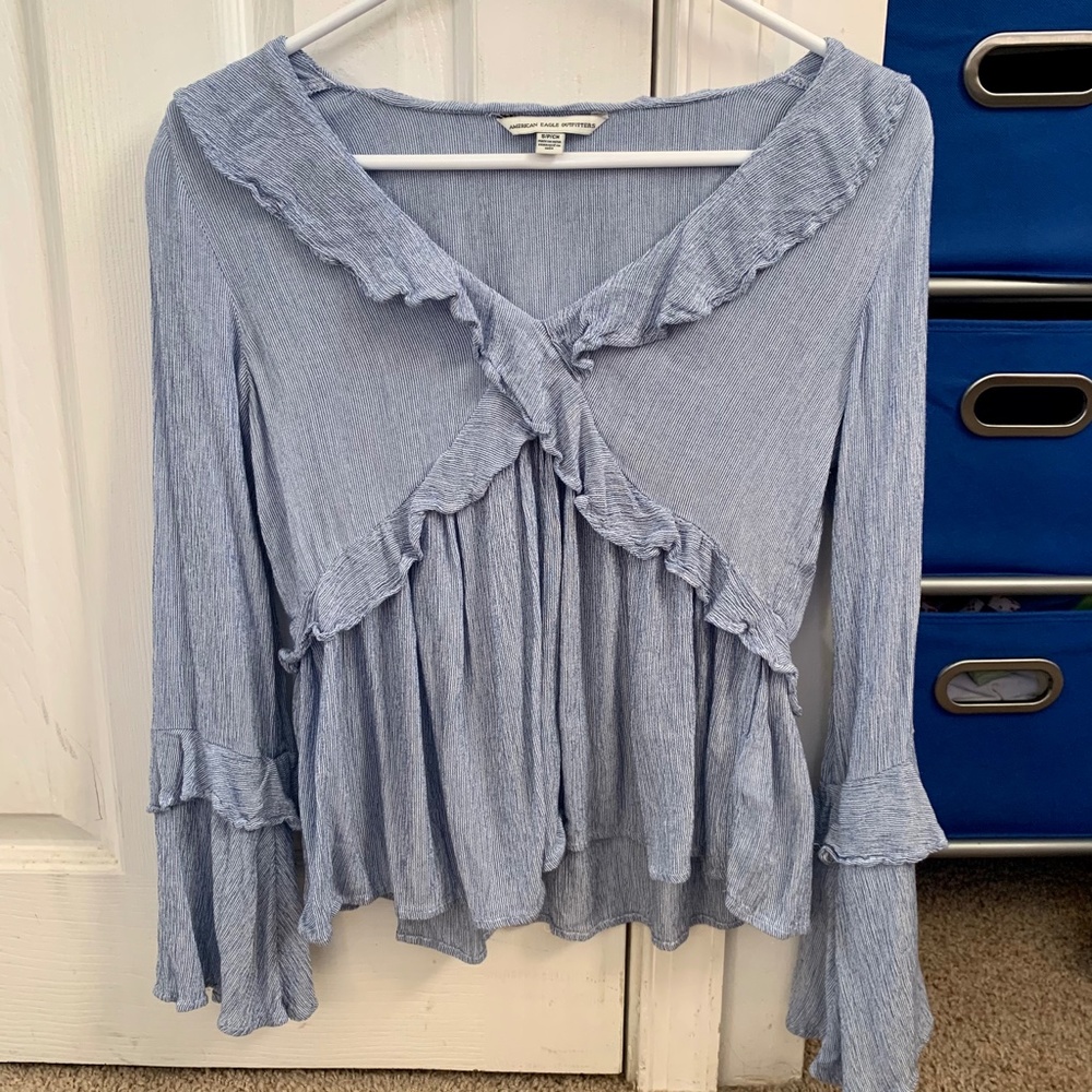 American Eagle Striped Ruffle Top - Picture 2 of 5